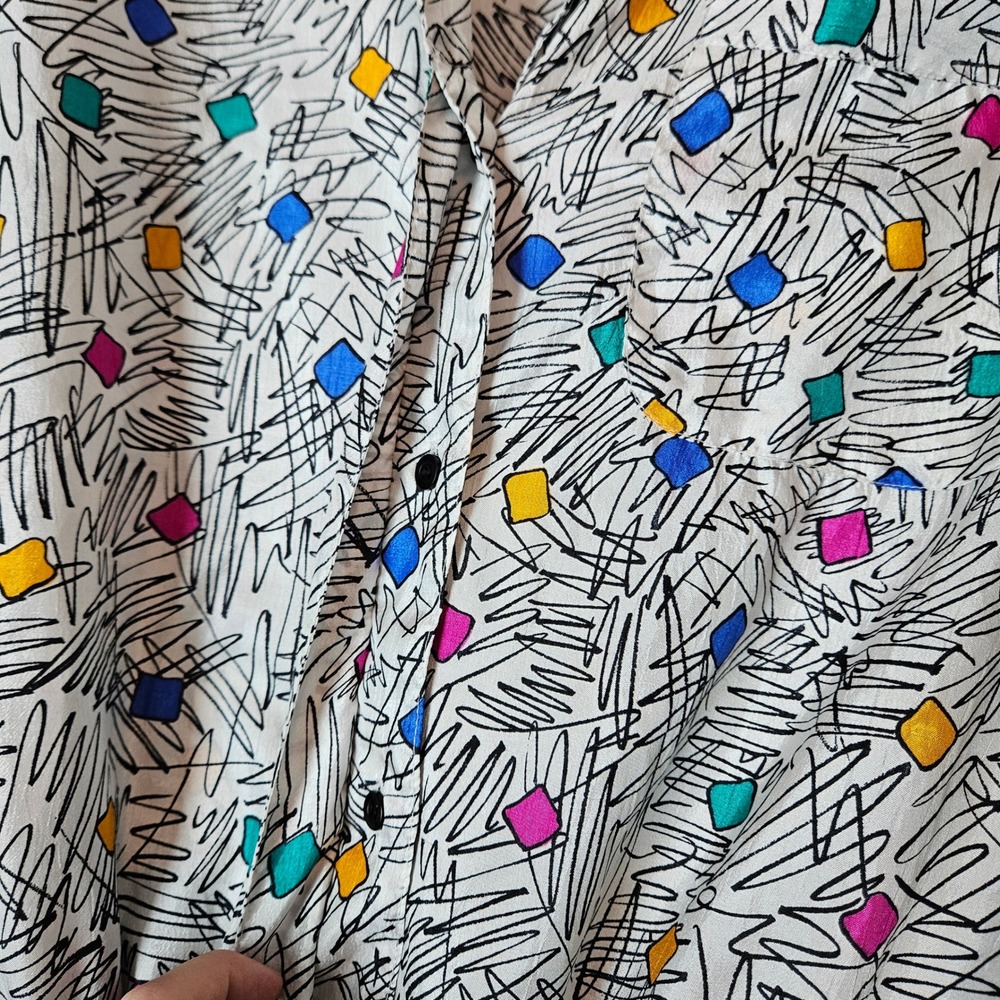 Vintage Windbreaker Size 12 Colorful Geometric 80s 90s Workout Party - Picture 7 of 10